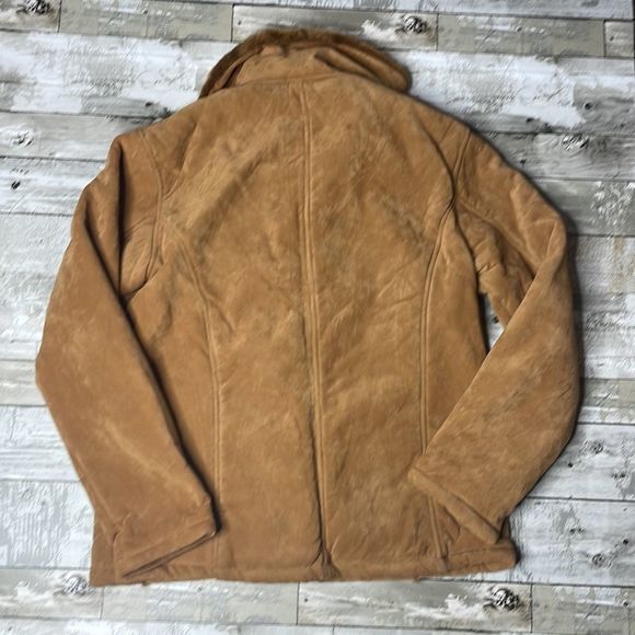 90s vintage Oscar sports vegan leather Sherpa jacket M - Picture 8 of 8